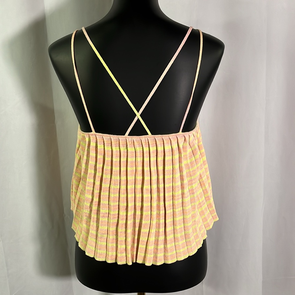 NWT Urban Outfitters Kimchi Blue Colorful Striped Pleated Knit Strappy Tank Top